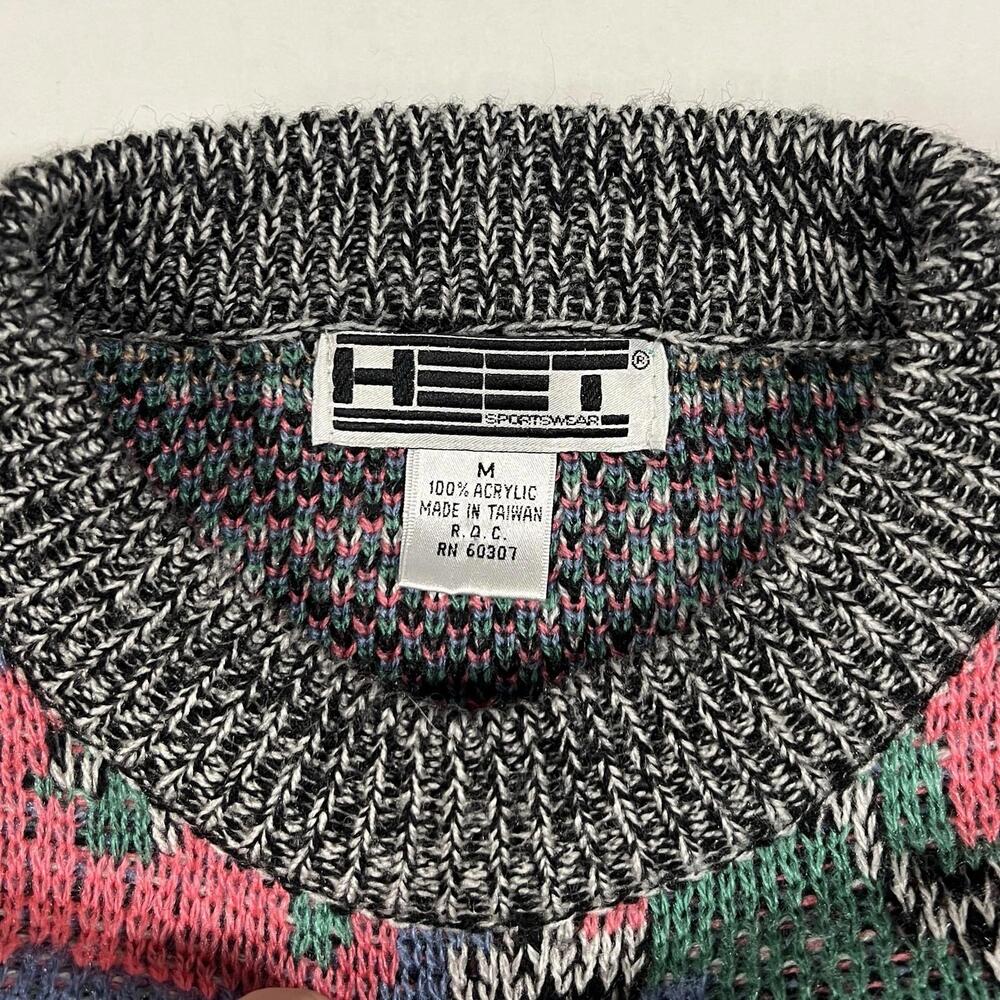 Vintage Heet Sportswear Thick Sweater Geometric Abstract Sweatshirt Sz M - Picture 4 of 10